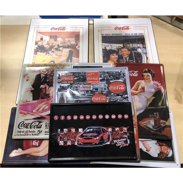Collecter Signs Group of 13 nostalgic assorted Coca-Cola collector signs
