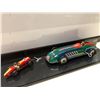 Image 2 : Schylling tin lithograph windup toy race car set - two cars w/display case