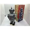 Image 2 : Schylling sparkling "mike" walking tin lithograph windup robot toy w/original box