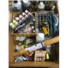 Image 1 : Box full of assorted airbrush paints/ cleaners/ brushes & other accessories