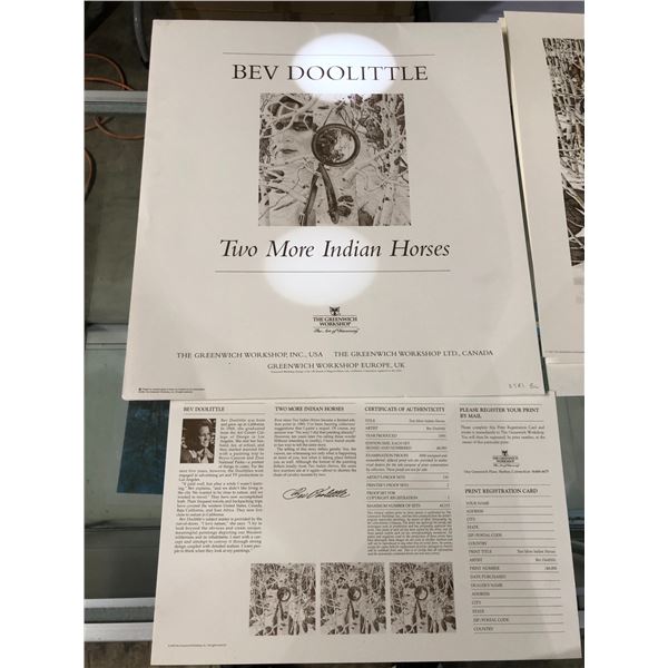 Bev Doolittle  Two More Indian Horses  limited edition 3 pc. print set w/ original folder & registra