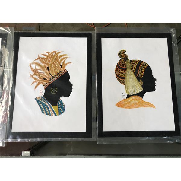 Group of 4 African prints