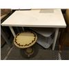 Image 2 : Small white office table, rolling printer stand & small pedestal side table