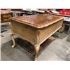 Image 1 : Beautifully crafted French inspired pine w/burl inlay top 5 drawer writing desk