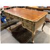 Image 3 : Beautifully crafted French inspired pine w/burl inlay top 5 drawer writing desk