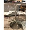 Image 2 : Vintage wrought iron 5 piece glass top white patio table set