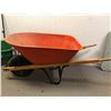 Image 1 : Heavy duty orange wheel barrel & scotts seed spreader & handheld seat spreader