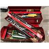 Image 1 : Two red metal tools boxes & contents