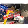 Image 2 : Shelf lot of assorted tools - parts organizer/handsaws/construction material/etc...