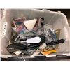 Image 2 : Two plastic storage bins filled w/assorted tools/hardware & misc.