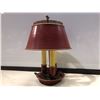 Image 1 : Early 1900's red w/gold trim metal electric candle table lamp