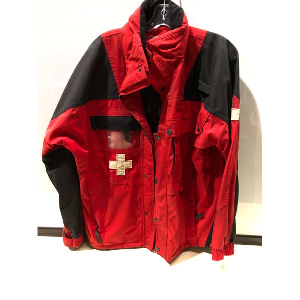 Group of 5 red & black first aid winter jackets