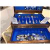 Image 2 : Oneida silver plate 40 piece cutlery set & 22 assorted small teaspoons w/wooden silverware box