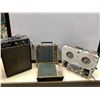 Image 1 : Shelf lot of 3 vintage home electronics - electrohome reel to reel/power amp & portable radio