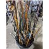 Image 1 : Black garbage bin filled w/assorted fishing rods FOR PARTS OR REPAIR ONLY