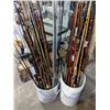 Image 2 : Two white buckets filled w/assorted fishing rods FOR PARTS OR REPAIR ONLY