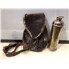 Image 2 : Antique metal water jug & leather shoulder bag satchel (production props from Supernatural)