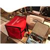Image 2 : Table lot of adjustable height standing small desk/typewriter/two chairs/small wooden storage box