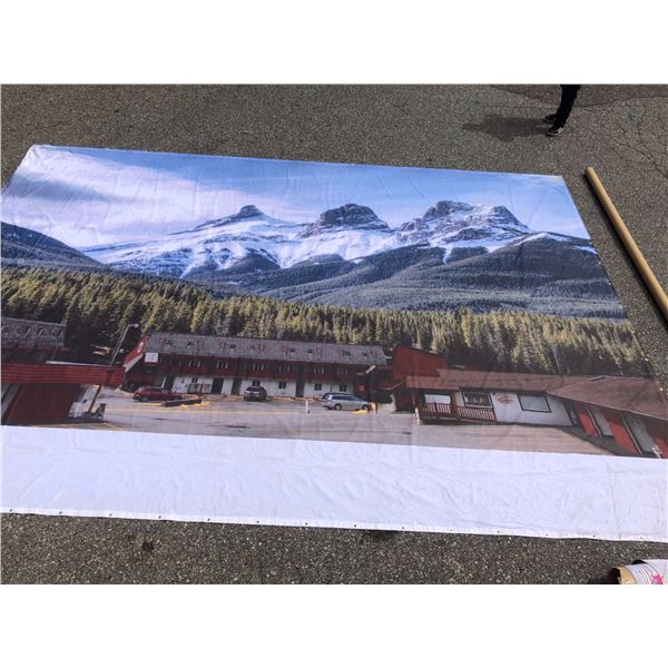 Background scene screen for movie production - mountain motel scene - 19ft L x 14ft W