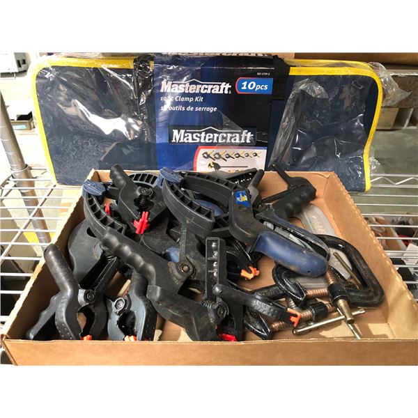 Mastercraft 10 piece clamp kit & box of assorted clamps