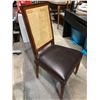 Image 1 : Upholstered brown leather w/wicker back side chair
