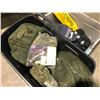 Image 1 : Two plastic storage bins of assorted camo gear & sporting goods