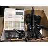 Image 1 : Cash register box of phones & 5 black swing arm lamps