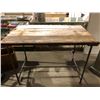 Image 1 : Rustic style plank top table w/metal pipe base 55" x 32" stands 39"