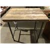 Image 1 : Rustic style plank top table w/metal pipe base 30" x 24" stands 29"