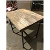 Image 2 : Rustic style plank top table w/metal pipe base 30" x 24" stands 29"