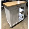 Image 2 : White & natural rolling prep cabinet/kitchen island