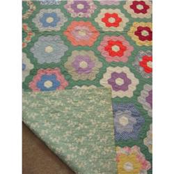 Antique Grandmother's Flower Garden Quilt #2022654