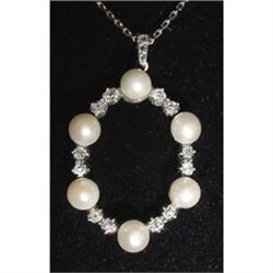 Platinum, Pearl and Diamond Necklace #2022667