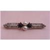 Image 1 : Art Deco Plat Diamond, Onyx, Pearl Brooch #2022697