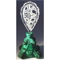 CZECH MALACHITE COLOR GLASS PERFUME BOTTLE #2022968