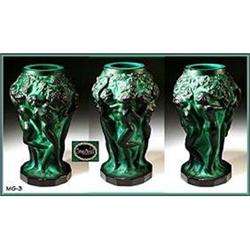 CZECH SCHLEVOGT MALACHITE GLASS VASE / INGRID #2023018