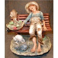 Capodimonte MOLLICA Figurine FISH Seller w/ CAT#2023130