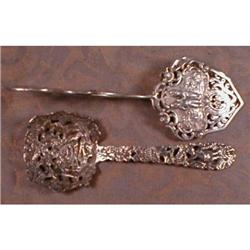 Silver SERVERS (2) Tongs & BONBON Spoon .800 #2023187