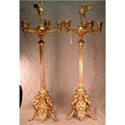 BRONZE Dore Candelabras LARGE Pair -ANTIQUE- #2023206