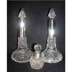 3 German Perfume Recipients Crystal and Silver #2023243