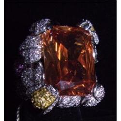 Designer Emerald Cut Citrine Pave Sterling Ring#2023309