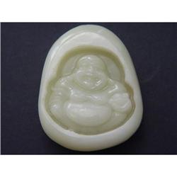 Chinese carved Celadon jade Happy Buddha #2023326
