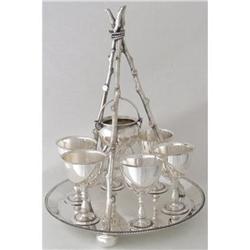 Egg Cruet Camp Fire Motif Silver Plate 1920 #2023373
