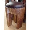 Image 1 : PRIMITIVE RUSTIC LEATHER STOOL OTTOMAN #2023451