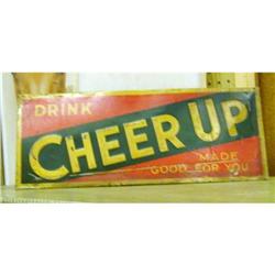 Old Cheer metal tin advertising sold sign  #2023550