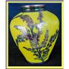 Image 1 : VINTAGE CANARY YELLOW PORCELAIN VASE W SILVER #2023551