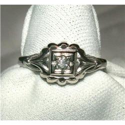 18K & 14K W Gold Antique Diamond Solitaire Ring#2038163