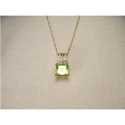 14K YG Gold Peridot Diamond Filigree Pendant #2038319