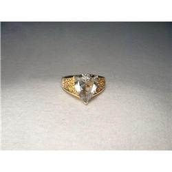 Estate 14K YG Gold Citrine Green Amethyst Ring #2038338