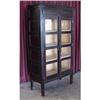 Image 1 : ANTIQUE BLACK PAINT LINEN PRESS BOOKCASE #2038656